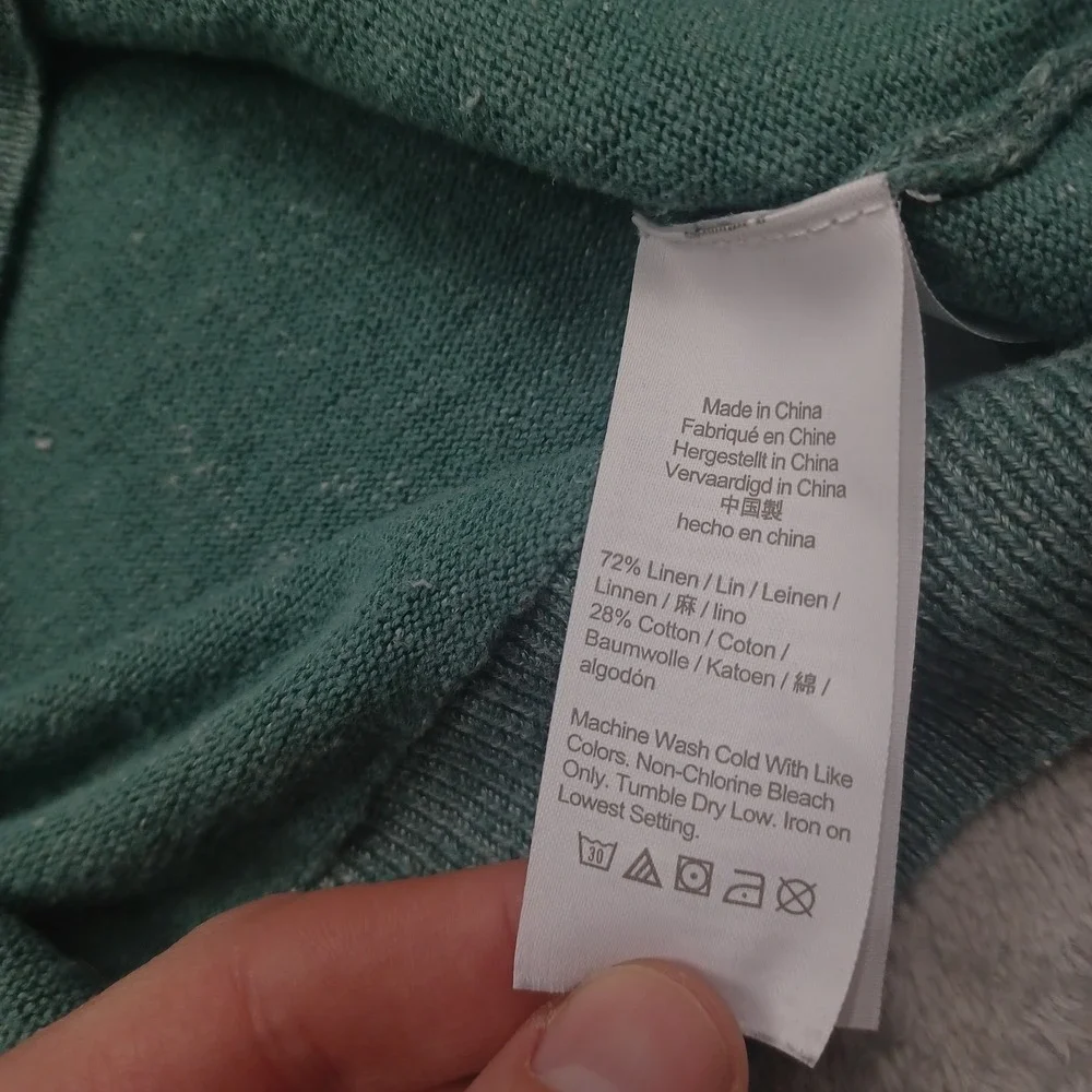 J Crew Sweater Womens‎ XS Green Pullover Crew Neck Casual Linen Blend